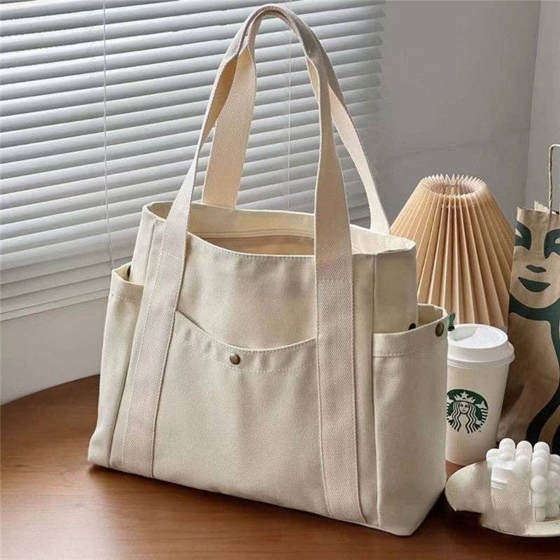 Large Capacity Canvas Shoulder Bag: BLACK