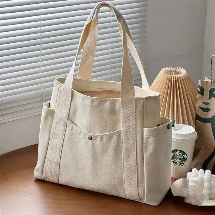 Large Capacity Canvas Shoulder Bag: BLACK