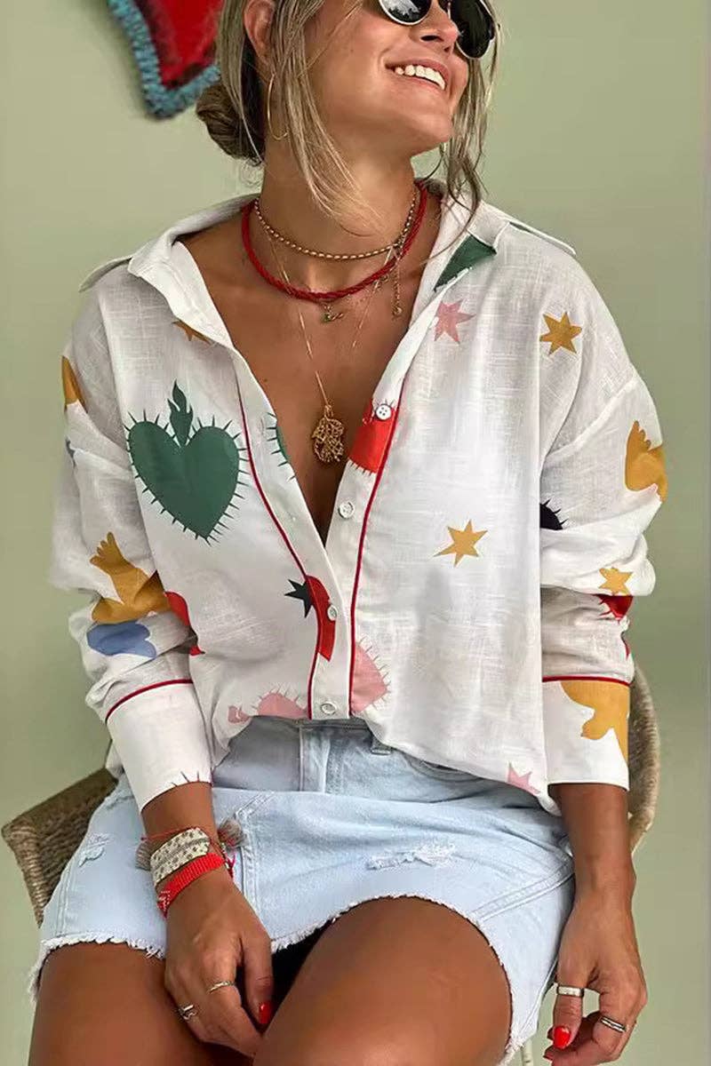 Button-Up Shirt: WHITE / S