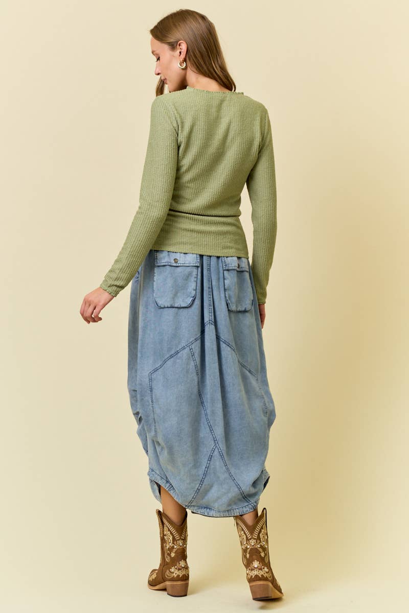 TENCEL SKIRT - 6557S-2: DENIM / M