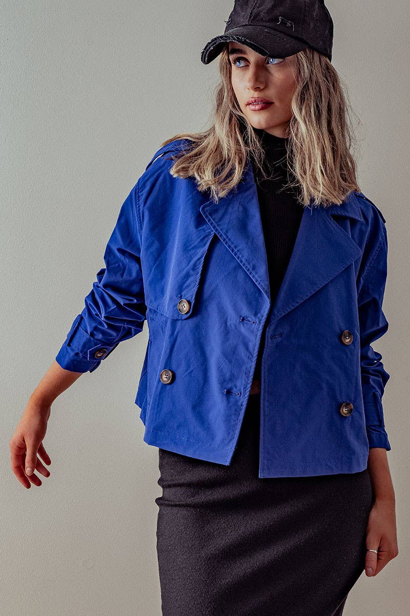 DOUBLE BREASTED CROPPED JACKET: CAMEL