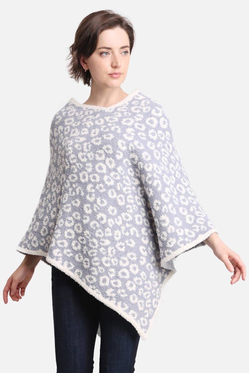 Leopard Poncho: COFFEE / ONE SIZE