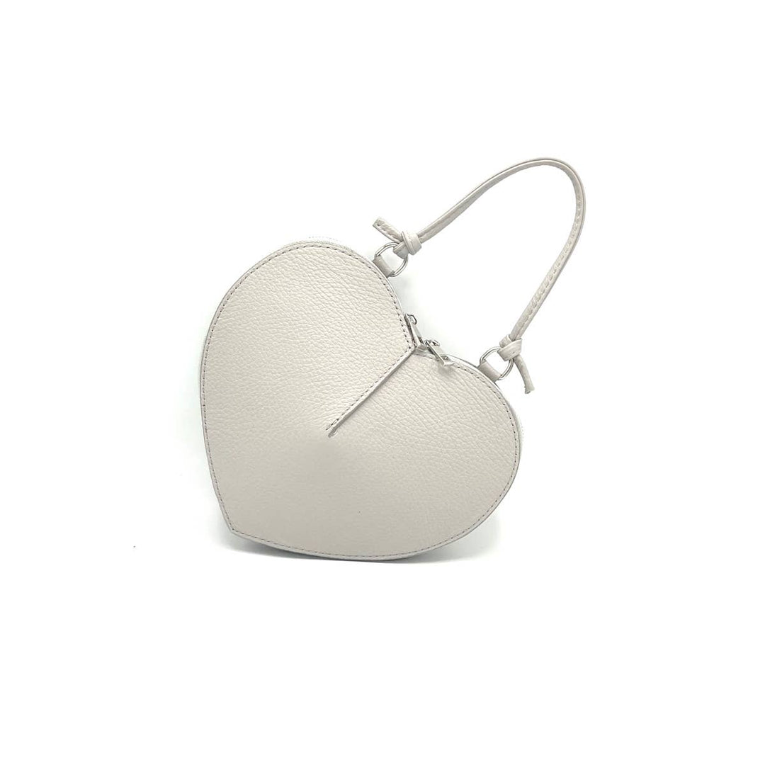 Heart Leather  bag, Made in Italy,112587: Blk