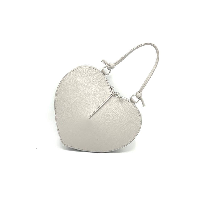Heart Leather  bag, Made in Italy,112587: Blk