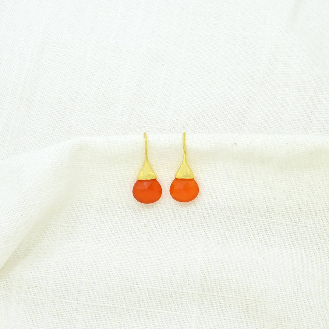 Boho Droplet Earrings Gold - Carnelian