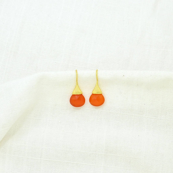 Boho Droplet Earrings Gold - Carnelian