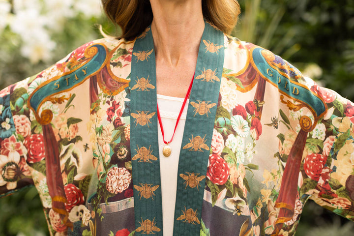 Cropped Kimono w/ Rabbits and Bees