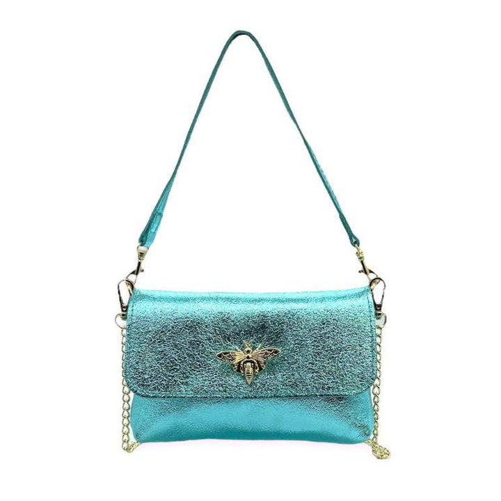 Leather Bag with Bee: Black