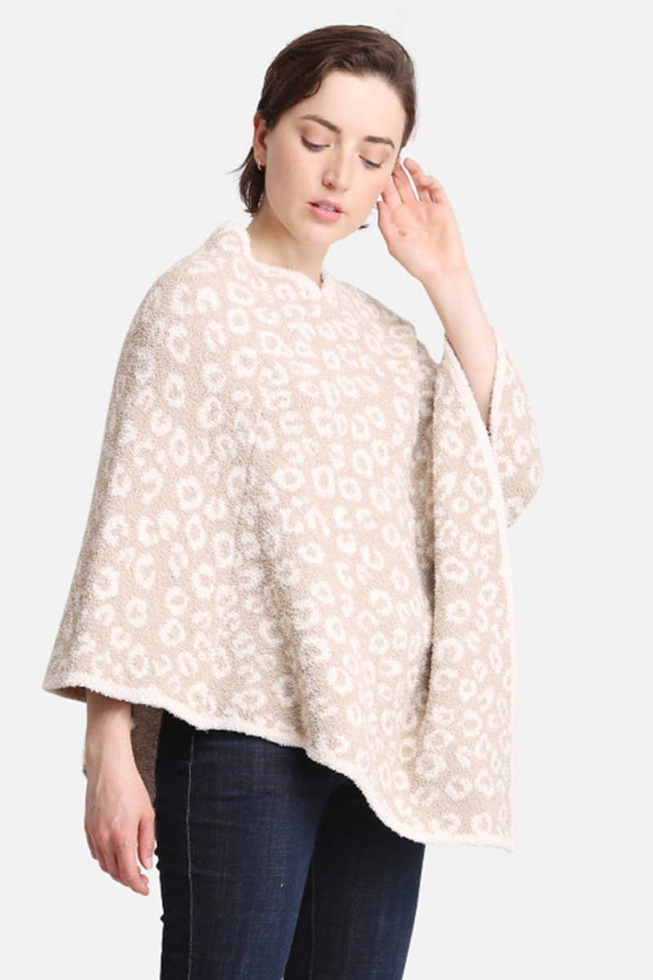 Leopard Poncho: COFFEE / ONE SIZE