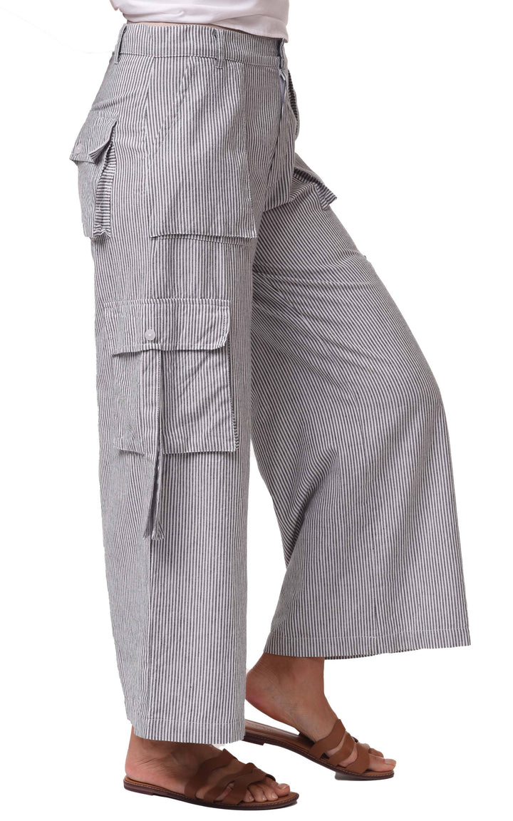 Tulip Clothing - CV1086 Calista Cargo Pant in Ticking Stripe*: XL