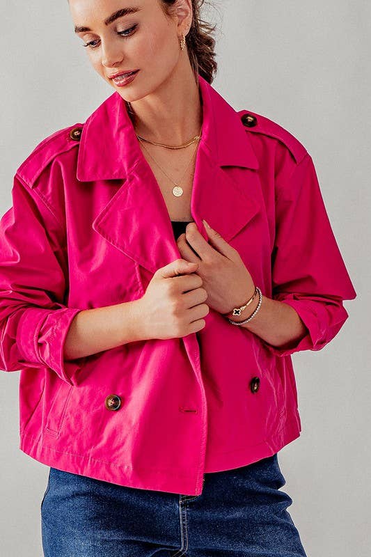 DOUBLE BREASTED CROPPED JACKET: CAMEL