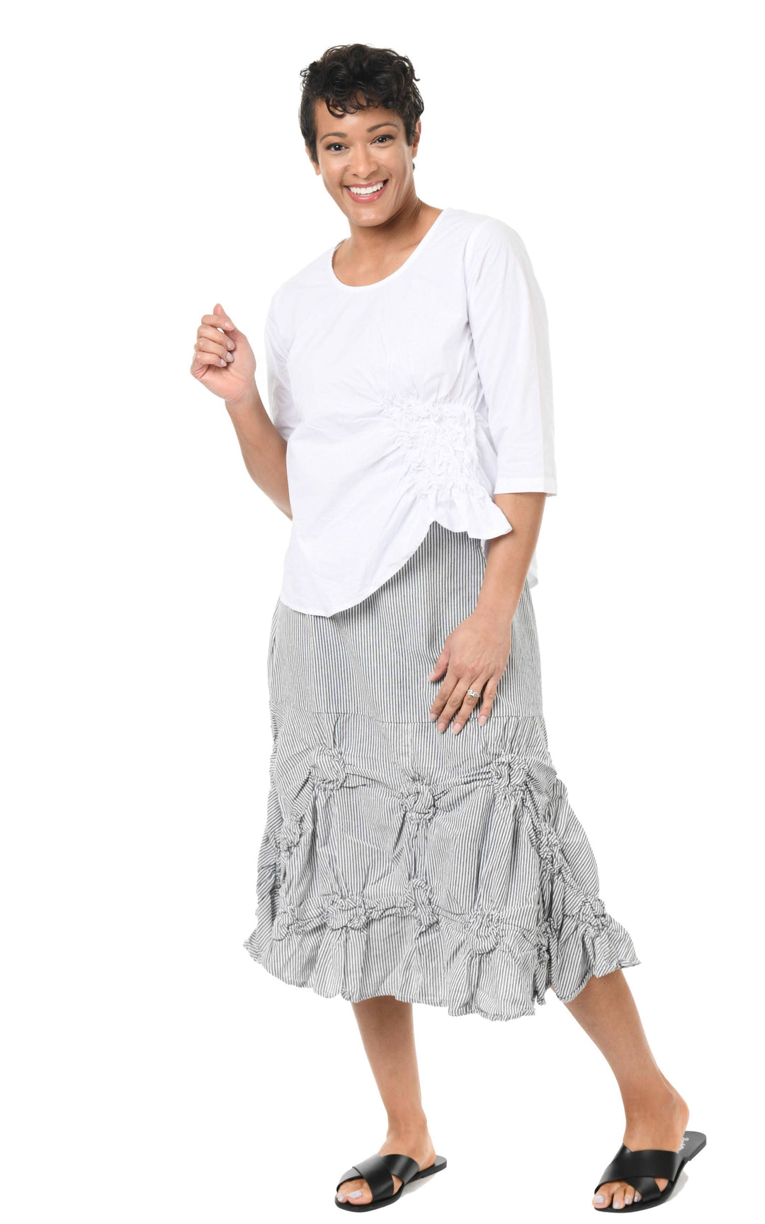 Tulip Clothing - CV378 Millie Skirt in Ticking Stripe*: M
