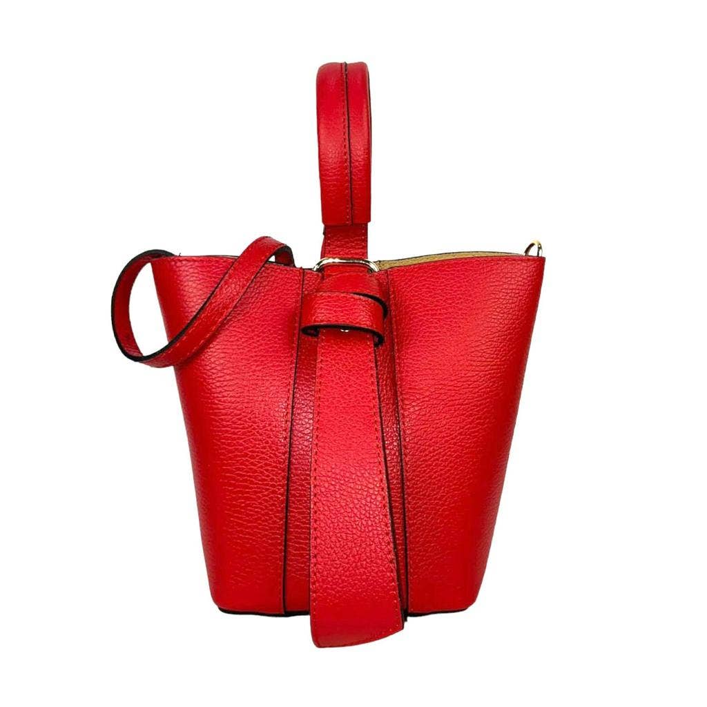 Genuine Leather Tote: Orange