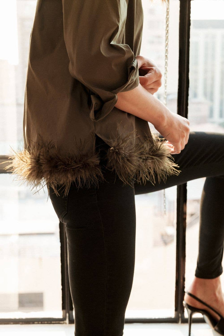 Feathered Top: Navy / L