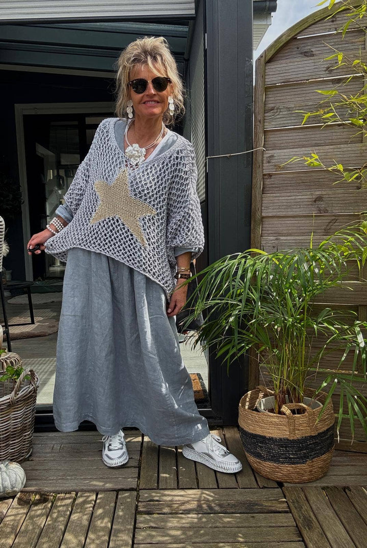 Cotton knit sweater star 100% cotton: Persimmon