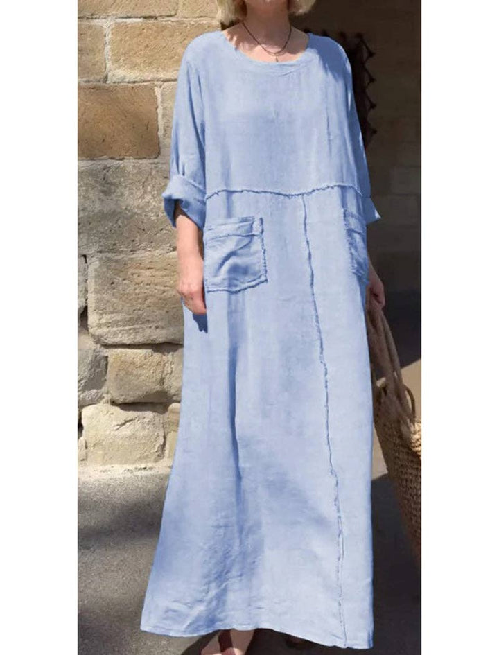 Pocket Maxi Dress: APRICOT / M