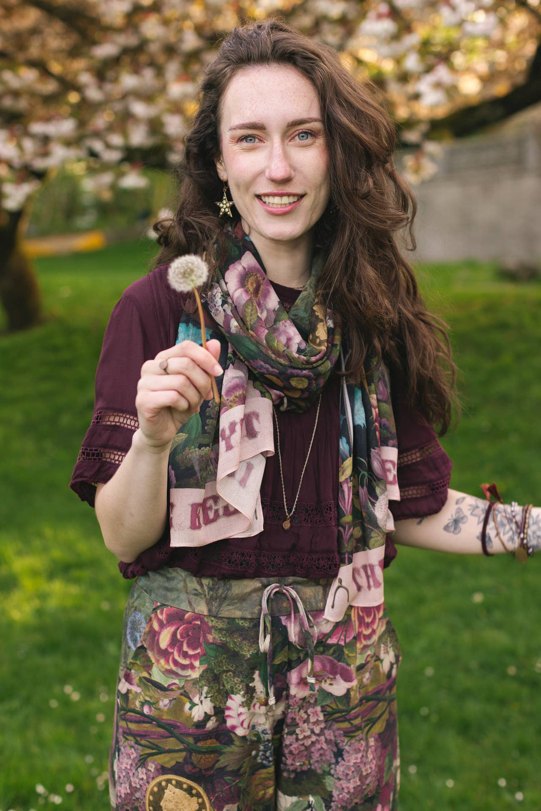 Make A Wish Floral Scarf w/ Wishbone, Dandelion