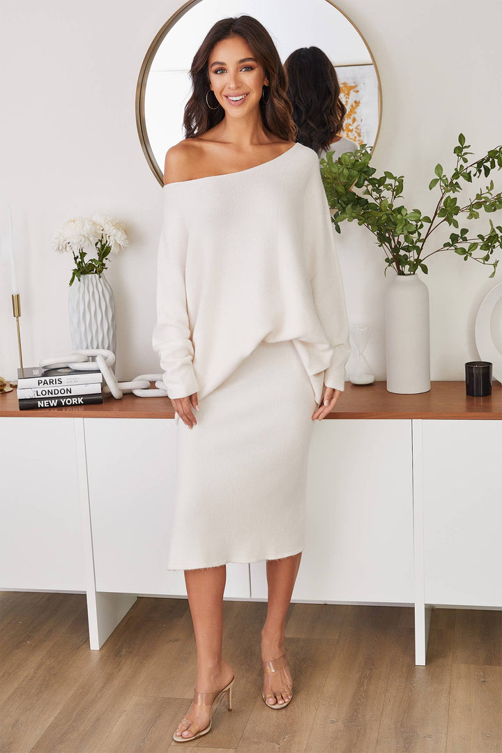 ASYM SWEATER: Ivory M/L