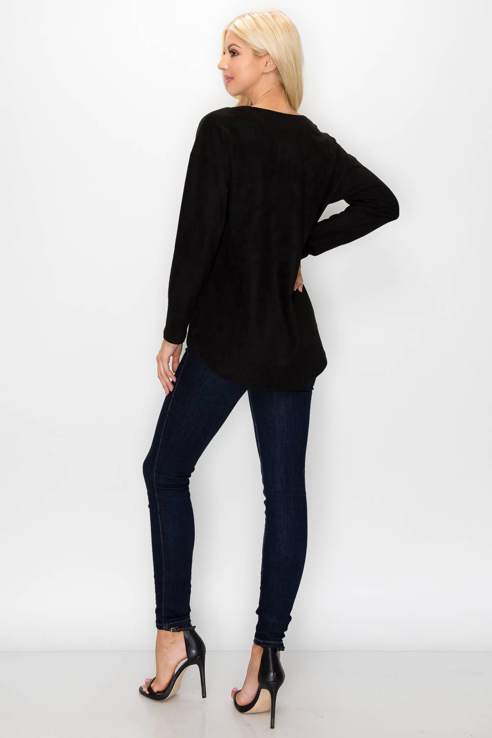 Andrea Stretch Suede Top: PEACOCK / M / A5415