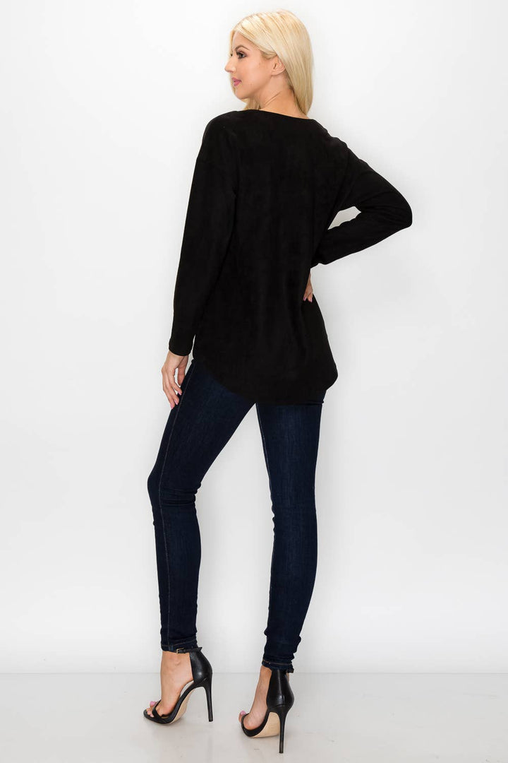 Andrea Stretch Suede Top: PEACOCK / M / A5415