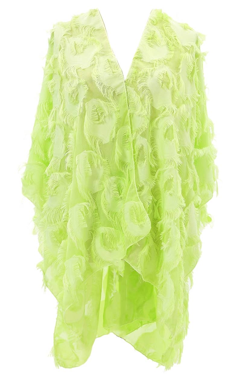 Elegant 3D Feather Fringe Eyelash Kimono/Cover-Up: Purple