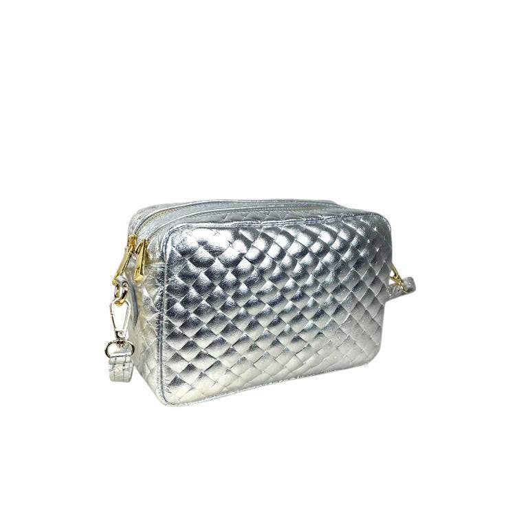 Crossbody Bag in Leather: Silver