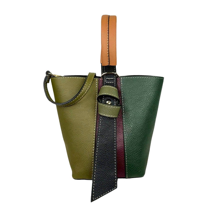 Multicolor Leather Bag:Black