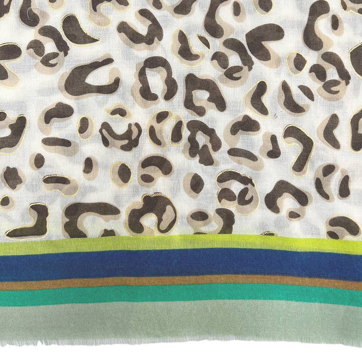 Leopard print with colourful border line: Blue