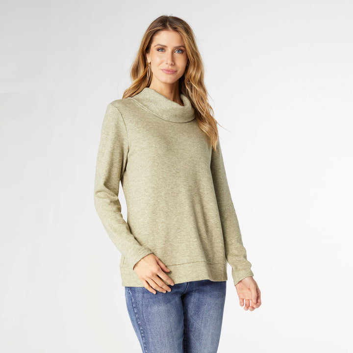 Supersoft Cowl Neck Top: Oatmeal Heather / L/XL