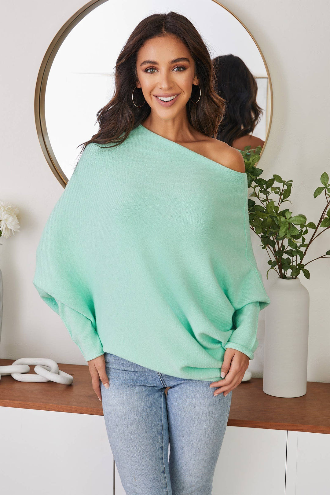 ASYMMETRICAL SWEATER : Pistachio / M/L