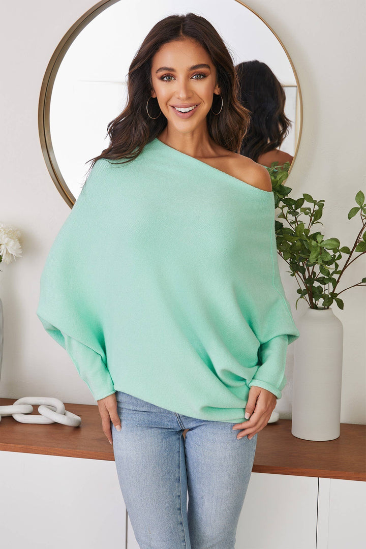 ASYMMETRICAL SWEATER: Pistachio / XS/S