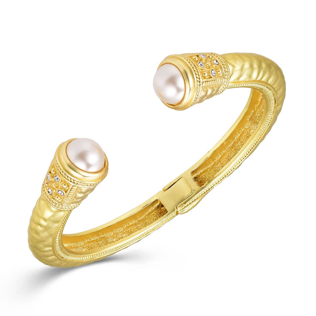 Gold Hammered Bangle: Turquoise