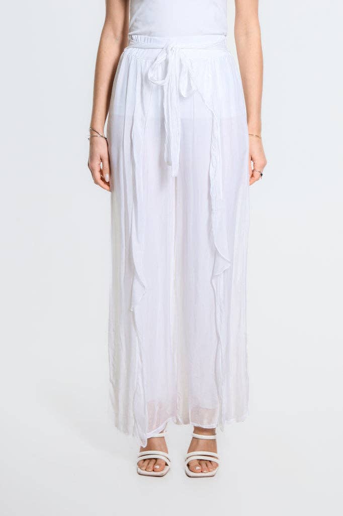 Wrap Front Silk Pant (PL214):Black