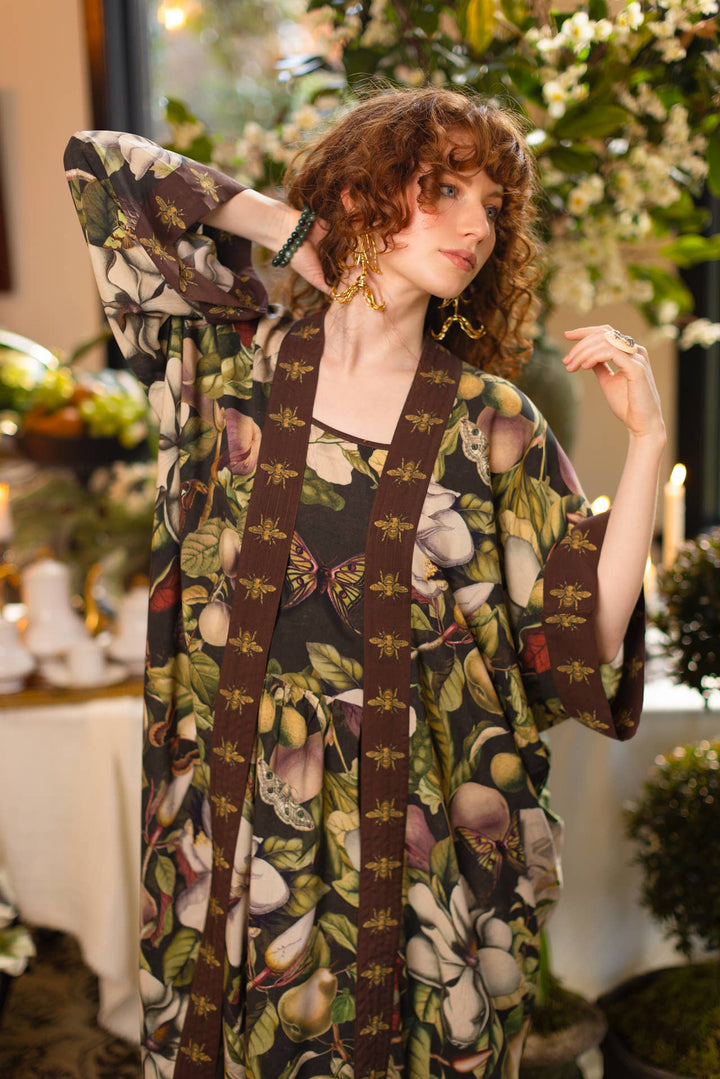 Fleur De Lune Opera  Kimono / Florals & Bees
