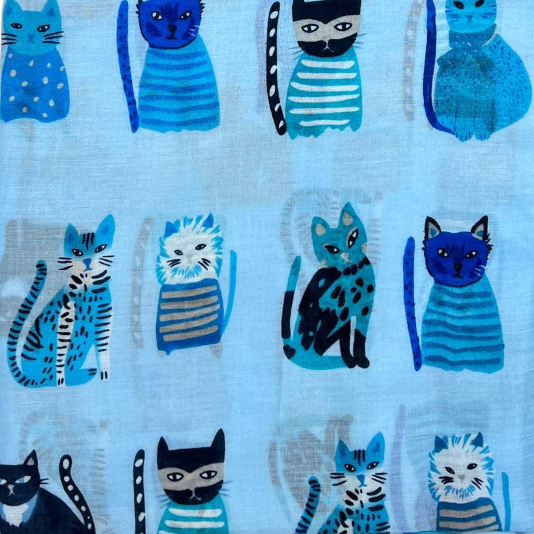 Cats wearing hats print scarf: Black