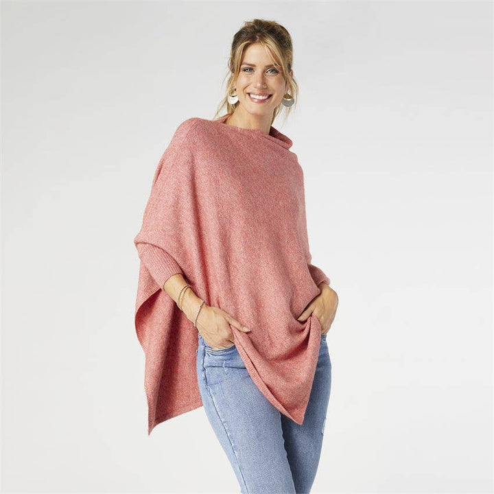 Sweater Poncho: Heather Blue