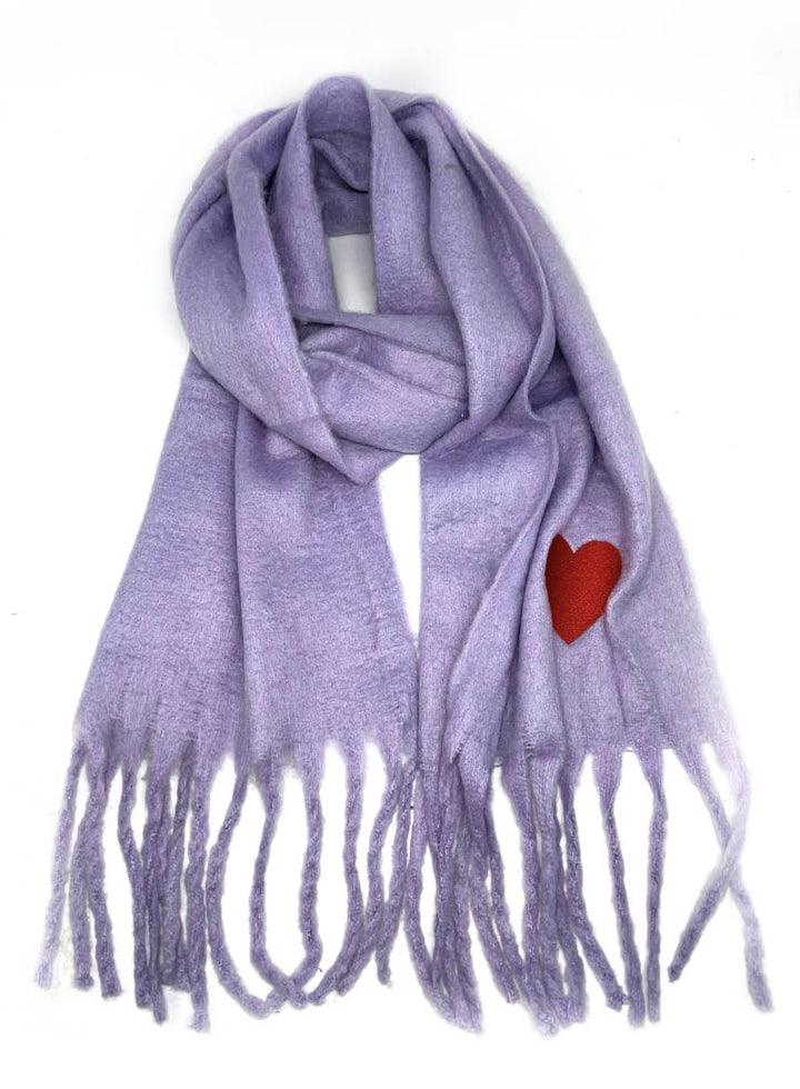 HH-210 Big fringe scarf with heart : Nude
