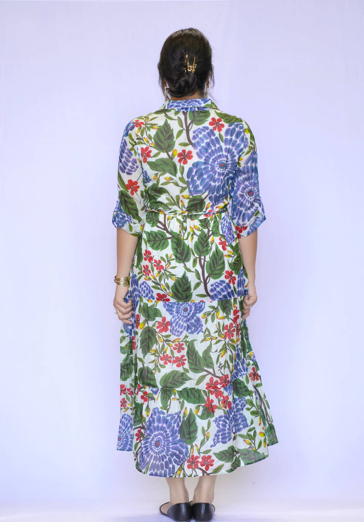 Cotton Tiered Shirt Dress: XL