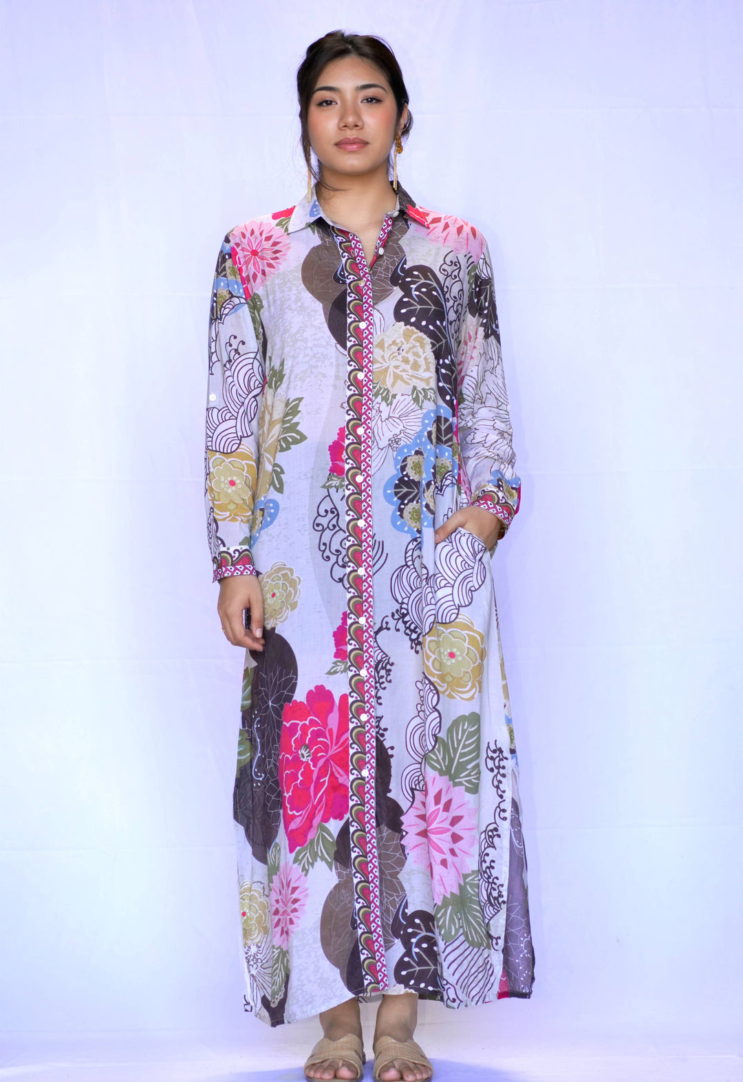 Seraphina Shirt Dress Beige Brown:/ XL