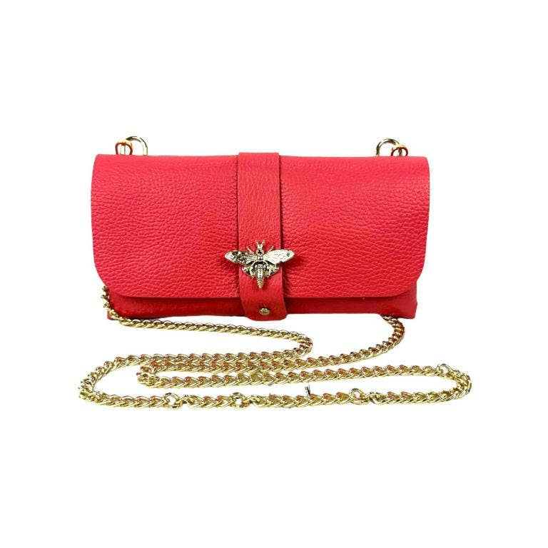 Grain Leather Bag with Dragonfly Clasp: Bordeaux