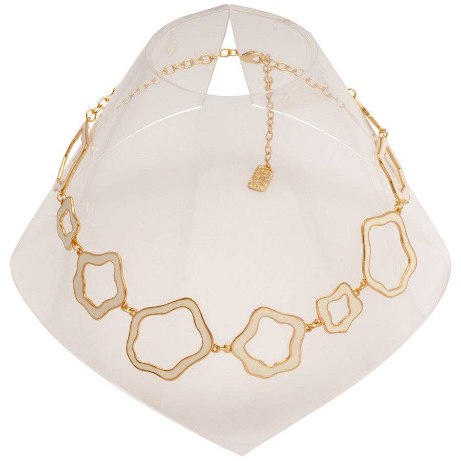 Flower Link Necklace: GOLD BLACK