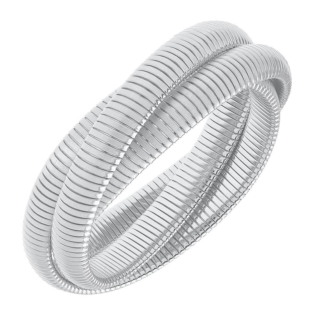Florence Interlocking 3-Row Watchband Bangle: Satin Gold