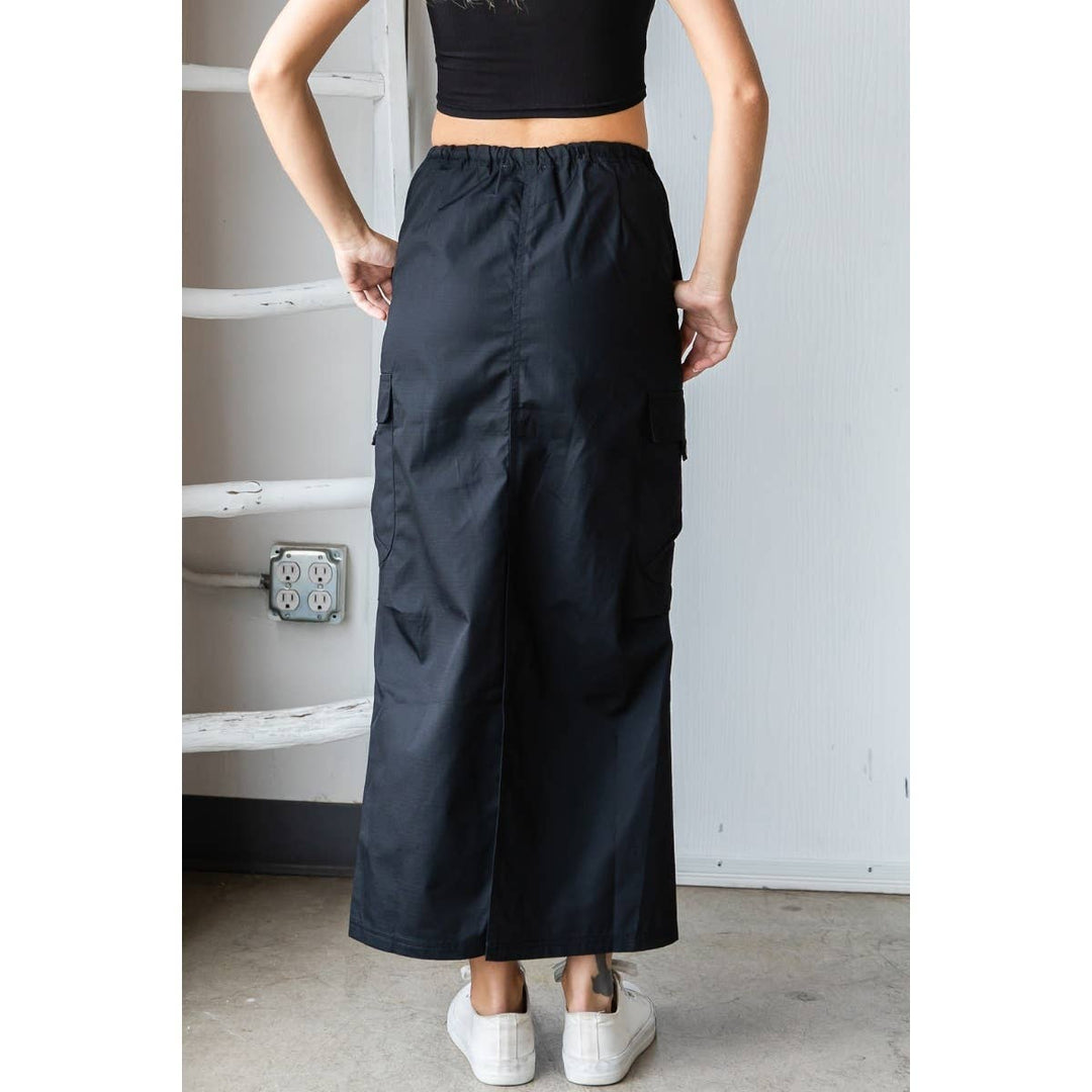 Parachute Cargo Long Skirt: Black / L