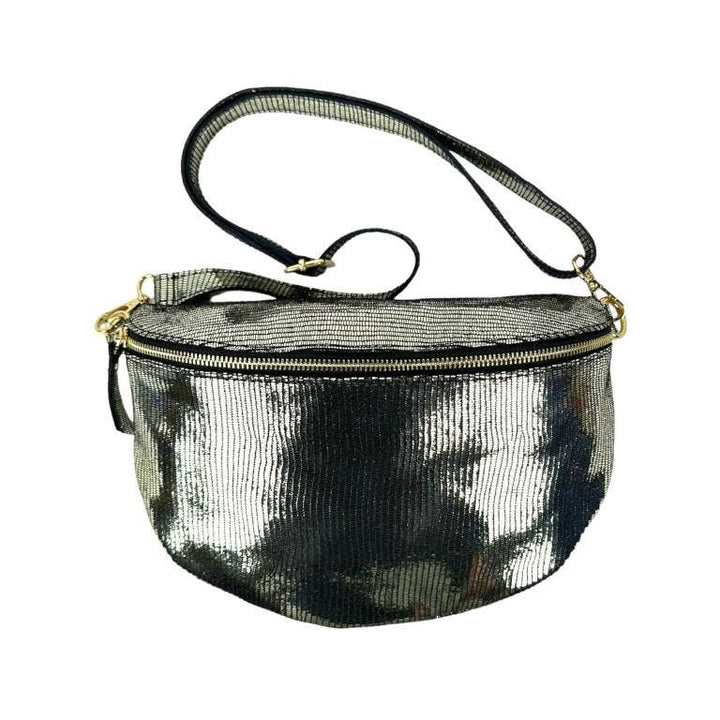 - Italian Leather Waist Bag Large: Black