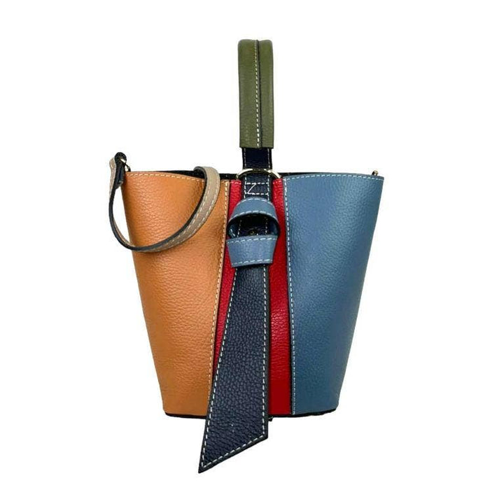 Multicolor Leather Bag: Olive Green