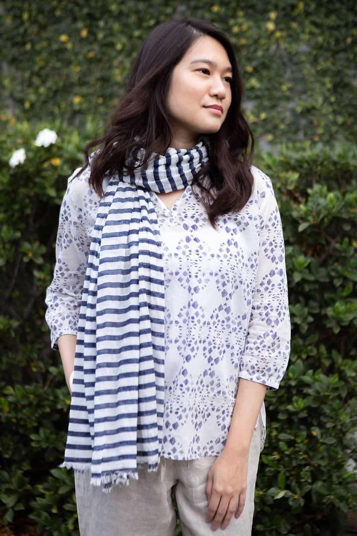 Catalina Stripe Cotton Scarf