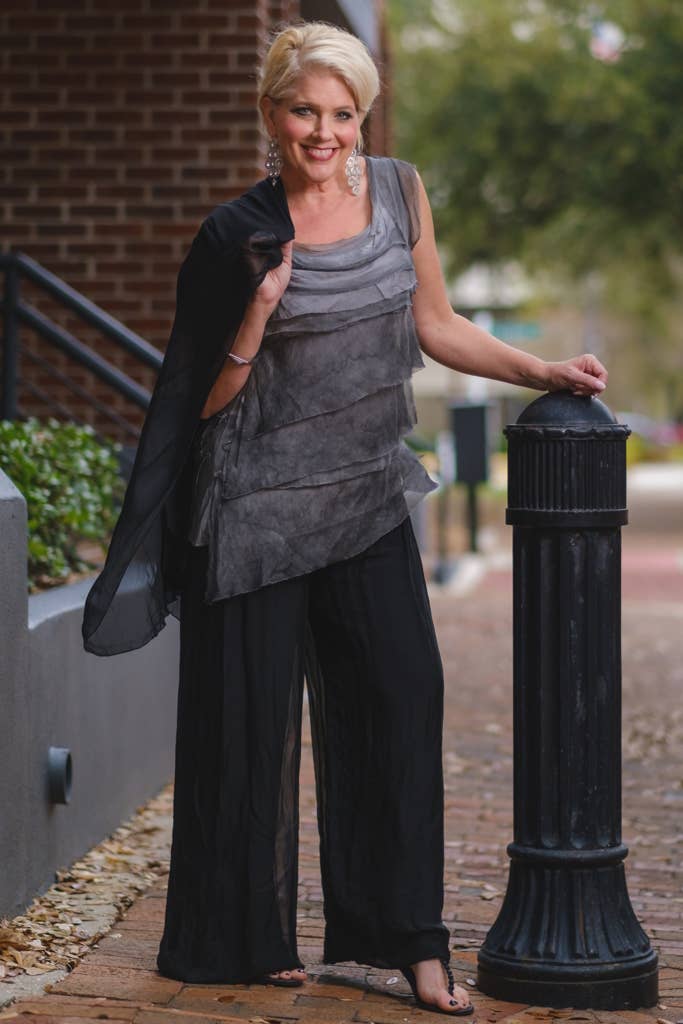 Foldover Waist Silk Pant (PL203):Army