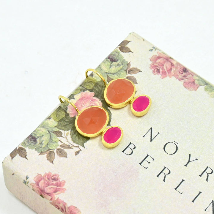 Primrose Earring - Pink Onyx & Carnelian