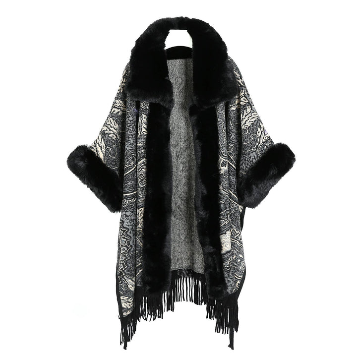 PE361 Paisley print cape: Black
