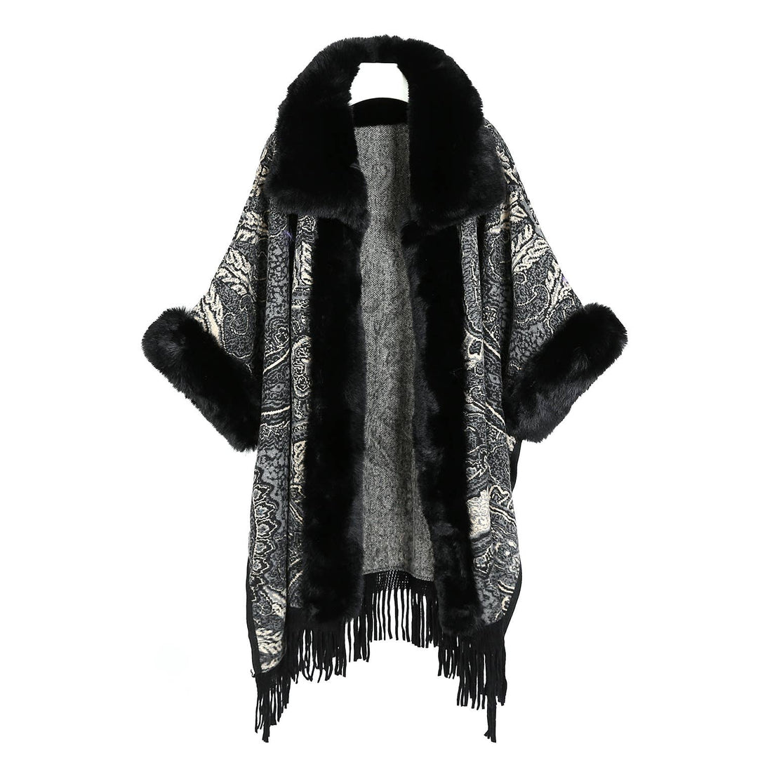 PEACH ACCESSORIES - PE361 Paisley print cape: Beige